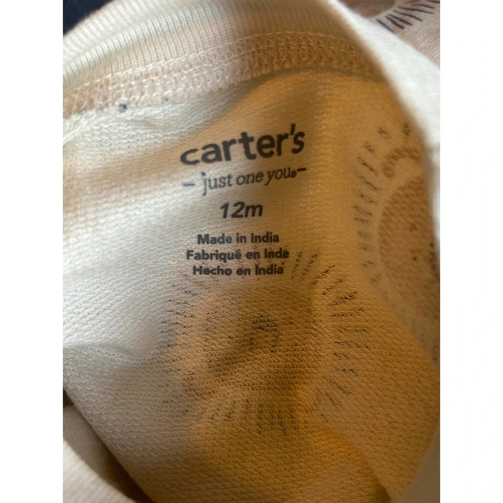 Carters Just One You 12M 4 Piece Set Lion Print Waffle Knit Grey Cream